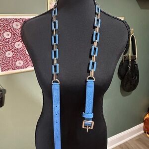 💕Talbots Blue Adjustable Belt with Silver Hardware